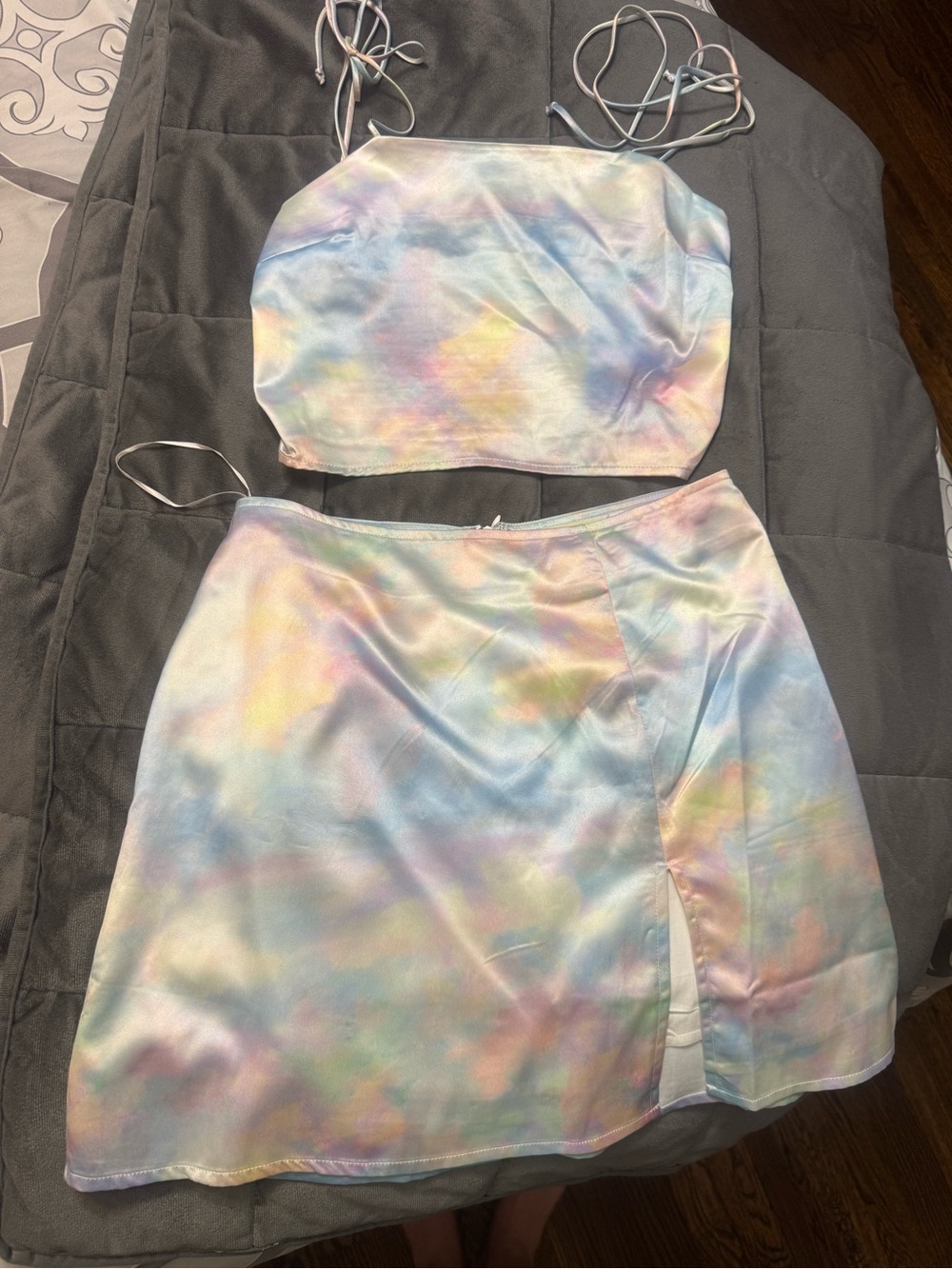 By Together Pastel Rainbow Satin Skirt